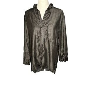 ANTHROPOLOGIE Cloth & Stone Gray Chambray Button Down Size Medium